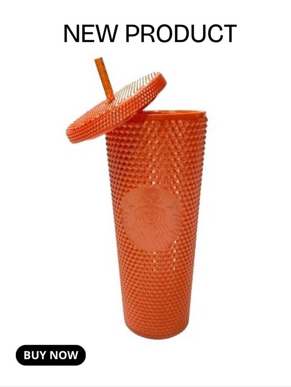 NEW Starbucks Venti Orange Metallic Studded Tumbler Limited Edition - Picture 1 of 2